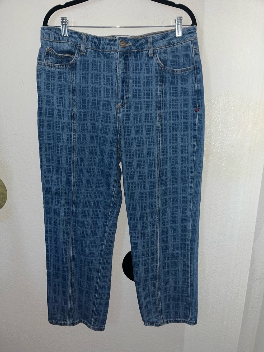 Damson Madder tovie laser check mid-rise ankle straight leg jeans